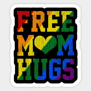 Rainbow LGBT Pride love Distressed Free mom Hugs Sticker
